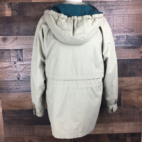 Jacket London Fog Tan & Green Removable Hood Jacket Coat - Picture 3 of 15